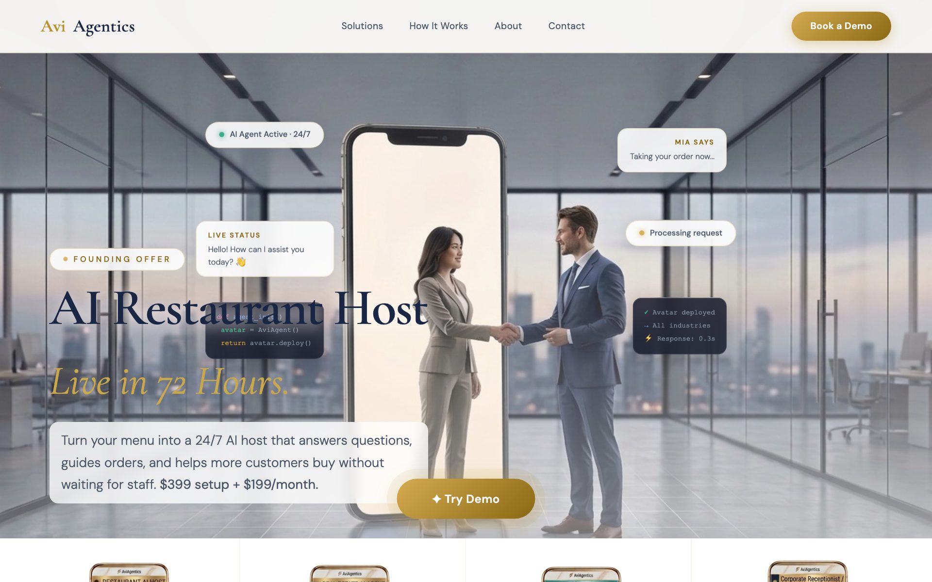 AviAgentics — AI Restaurant Host website