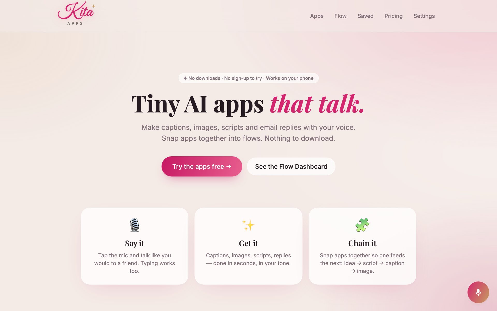 Kita Apps — tiny voice-first AI apps